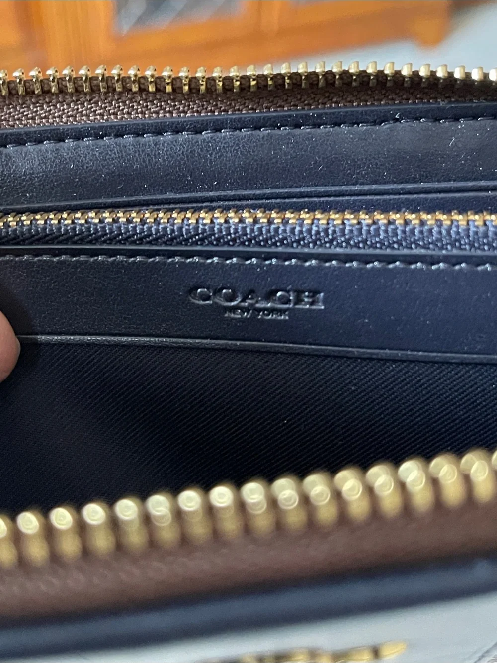 Coach Signature Zip Around Accordion Wallet in Midnight